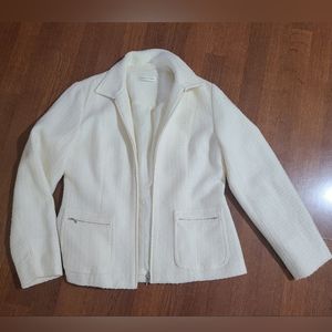 Coldwater Creek Women's Ivory Zippered Jacket Textured Boucle size 8
